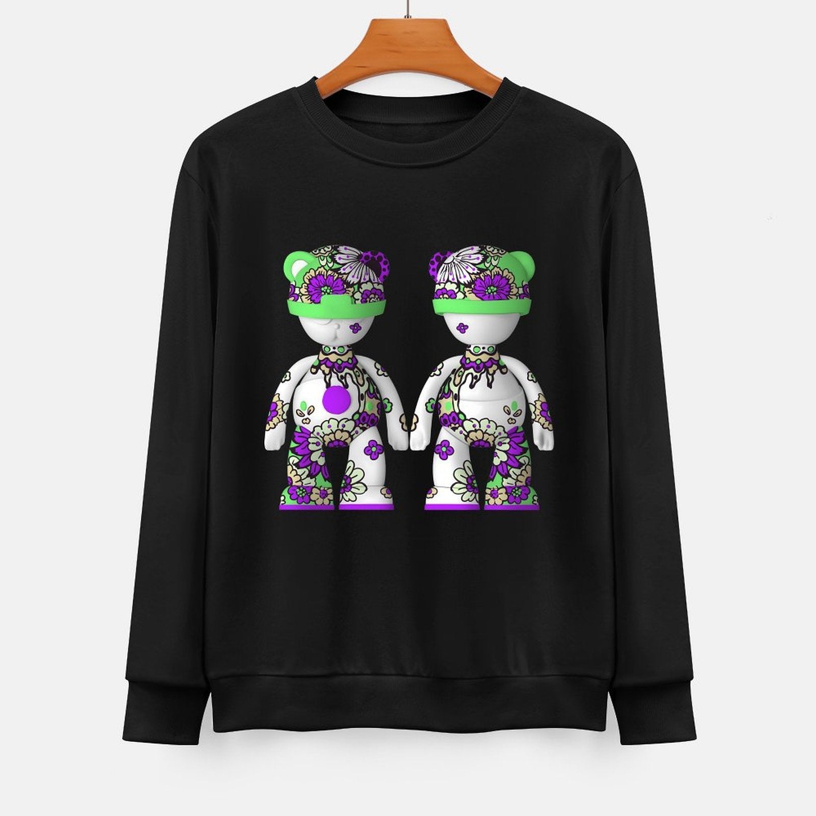 Long Sleeve With Front PatternCrew Neck StreetStyle